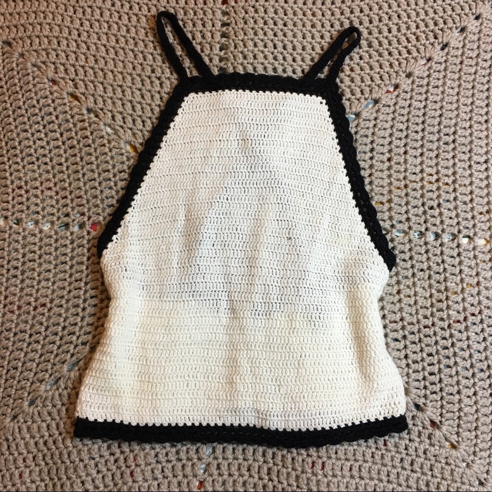Charlotte Russe Black & white crocheted halter top